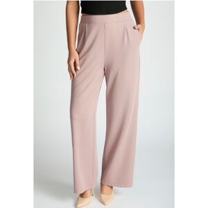 1127 • French Taupe Soft Stretch Pull on Wide Leg Curve Seam Trouser